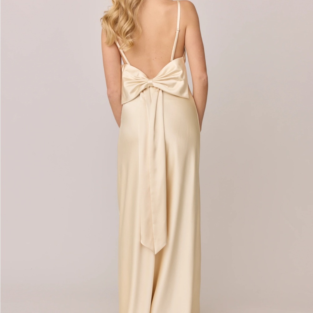 Revelry Champagne Maxi Dress with Bow Detail